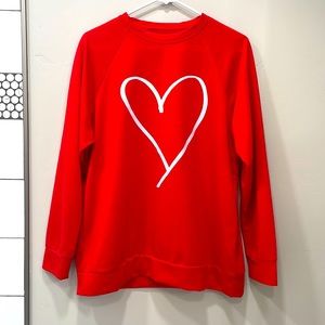 Cute juicy red sweater with white heart